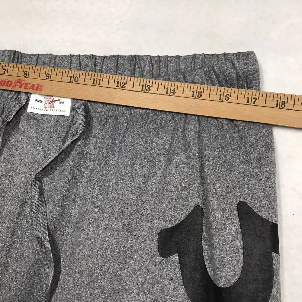 TRUE RELIGION Loungewear Fleece Jogger Men L 34x30 Gray Drawstring Elastic Cuff